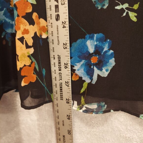 Calvin Klien Blouse Womens 1X black colorful floral flowy Boho Business Casual - Picture 4 of 12